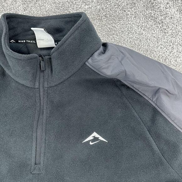 Nike Trail Pullover Mens Large Black Polartec Fleece Jacket FV9962-010 New Tags - Picture 3 of 12